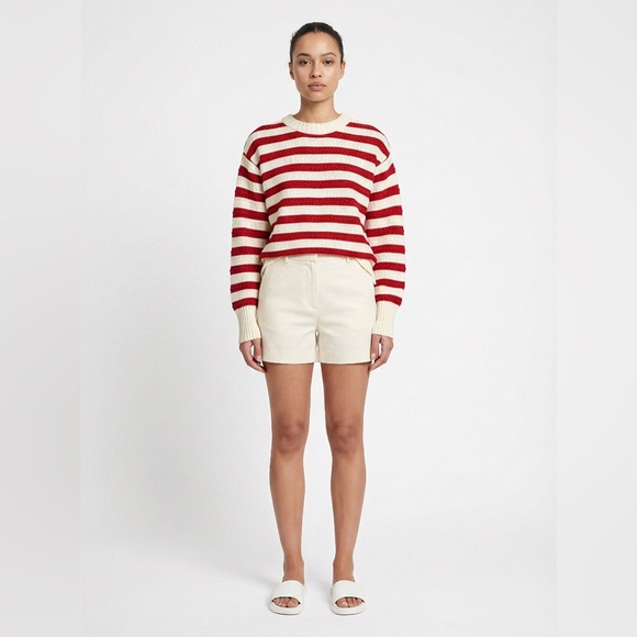 Chic Striped Red and Cream Women's Sweater - Picture 7 of 7